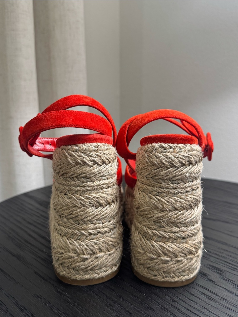 Christian Louboutin Espadrille Wedge Sandals Red Suede 36 - Picture 6 of 8